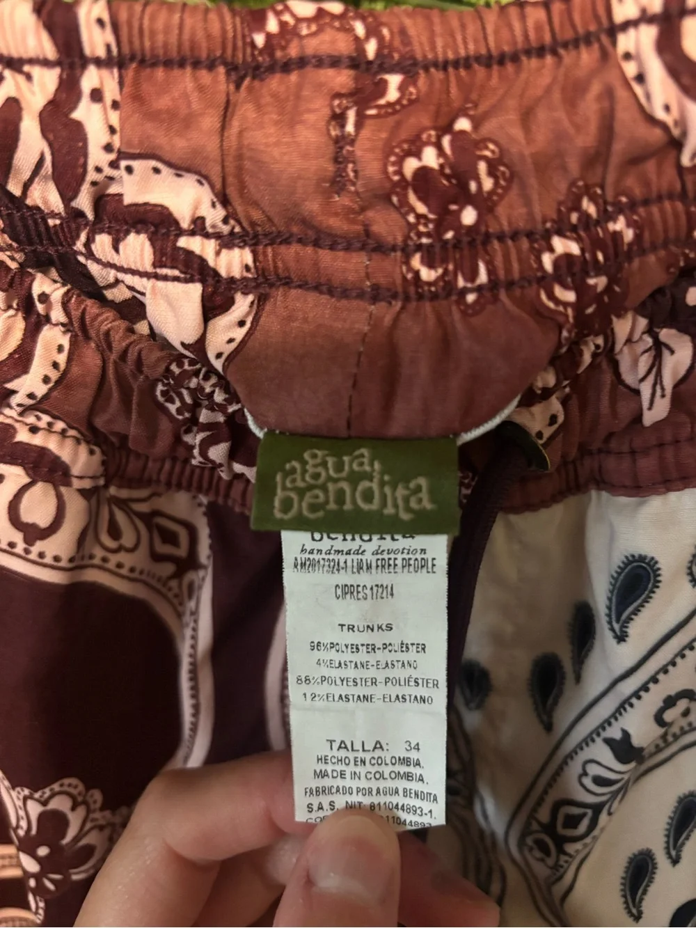 Agua Bendita Men’s Swim Trunks Size 34
